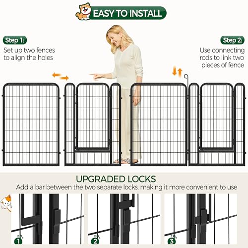 Yaheetech Dog Playpen Outdoor, 40 inch 16 Panels Dog Pen Indoor Heavy Duty Puppy Exercise Pen Metal Pet Fence for RV Camping/Yard/Garden - size: 40"
