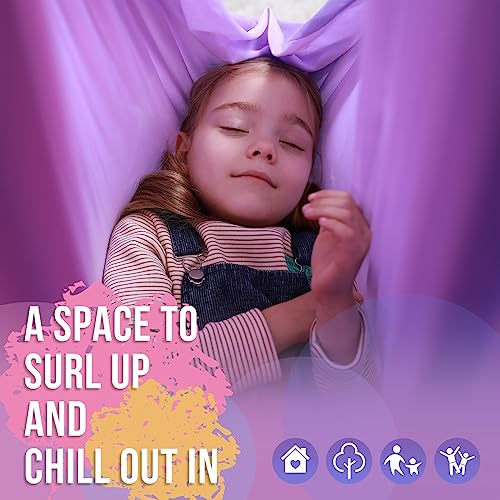 Sensory Swing, Indoor & Outdoor Sensory Swing for Kids & Adults, Double Layer Therapy Cuddle Swing for Kid with Autism, Holds up to 300lbs - color: Pink
