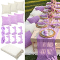 Beeveer 91 x 71 Extra Large Outdoor Boho Picnic Blanket with Purple Table Runner, 6 Throw Pillow Covers 6 Napkins Woven Cotton Yarn Oversize Beach Blanket Washable Picnic Camp Wedding - color: Purple