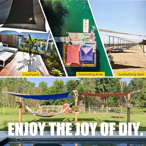 NEREUS Sun Shade Sail Hardware Kit with 12FT Vinyl Coated 304 Stainless Steel Wire Rope for Triangle Rectangle Sun Shade Sail Installation, Shade Sail Installation Kit for Outdoor Patio Garden