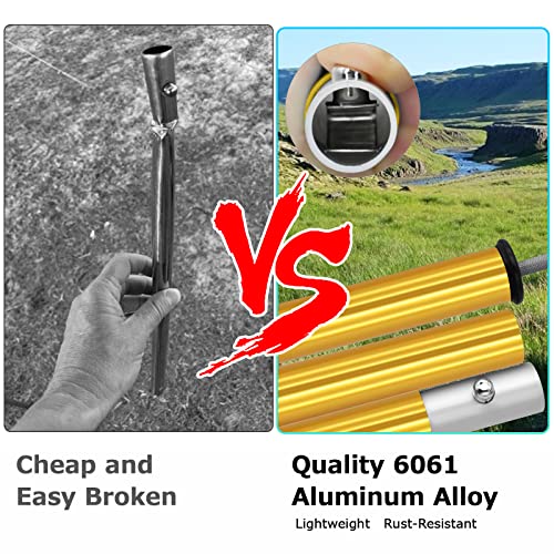 SAN LIKE Aluminum Tent Poles for Tarp & Awnings - 75in Adjustable, Collapsible Poles - 2 Sets (5 Sections) - color: Yellow-5 Sections
