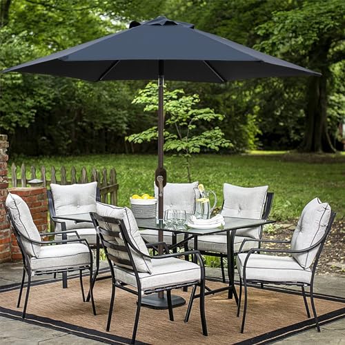 Blissun 7.5 ft Patio Umbrella, Yard Umbrella, Outdoor Market Umbrella with Push Button Tilt Crank (Black) - color: Black