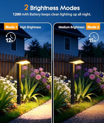 ELECLINK Solar Pathway Lights Outdoor, 4 Pack Garden Lights Solar Powered Path Lights with Bigger LED Lens, 2 Light Modes Waterproof Outdoor Solar Light for Yard Driveway Walkway Landscape Patio Lawn - size: 4 Pack