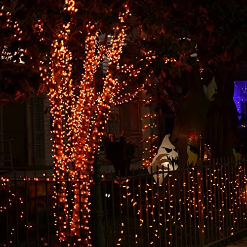 Dazzle Bright Halloween Fairy String Lights, Total 40FT 120LED Copper Wire Battery Operated Waterproof Lights, Halloween Decorations for Indoor Home Outdoor Garden Patio Yard Party Decor (Orange) - color: Orange
