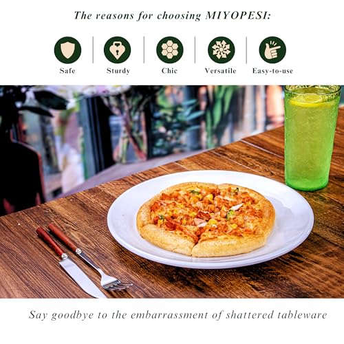 11-Inch Melamine Plates (Set of 6) - Unbreakable and Reusable Plastic Dinnerware with Ceramic Feel, Stackable and Dishwasher-Safe - Versatile for All Meals (White) - color: White