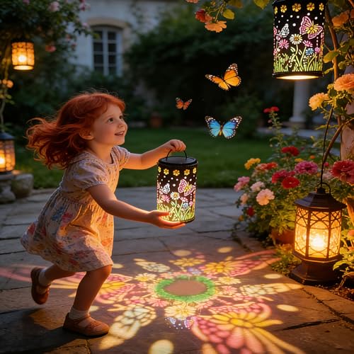 Solar Lanterns Outdoor Waterproof Solar Lights Outdoor Butterfly Gifts for Mother's Day Women Mom Grandma, Metal Hanging Solar Lights Garden Decor for Patio, Yard, Lawn, Porch, Backyard - style: Butterfly