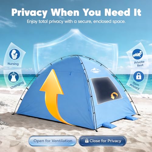 Purebox Beach Tent Sun Shelter - 2/3/4 Person UPF 50+ UV Protection Tents with Canopy, Easy Setup Lightweight Beach Shade Tent, Portable Beach Cabana Sun Shade Shelter