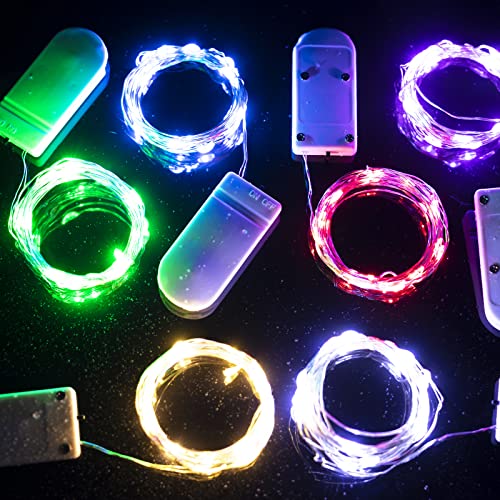 Brightown Valentine's Day 12 Pack Pink Led Fairy Lights Battery Operated String Lights Waterproof Silver Wire 7 Feet 20 Led Firefly Starry Moon Lights for DIY Wedding Party Bedroom - color: Pink, size: 12 Pack