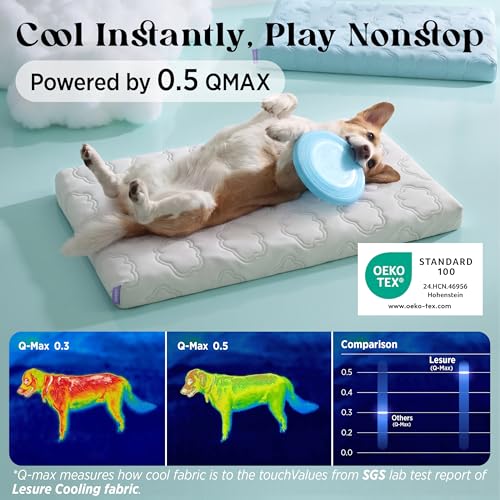LE SURE Cooling Dog Bed, XL Q-Max>0.5 Cooling Mat with Removable Washable Cover, Breathable Orthopedic Egg Crate Foam Non-Slip Summer Pad for Extra Large Active/Senior/Long-Haired Pets, 41x27 Inch - color: Cooling Gray, size: 41x27x3.3