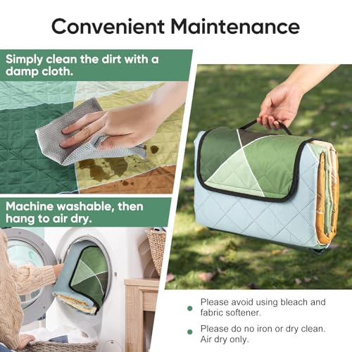 Picnic Blanket Waterproof Extra Large 79"x79" 210D Oxford Outdoor Blanket for Grass Portable Sand Proof Beach Blanket for 6-8 Adults (Nature Palette) - color: Nature Palette