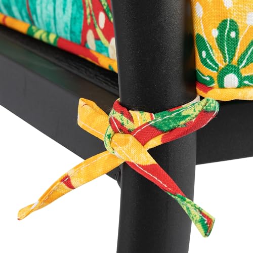 Magpie Fabrics Indoor Outdoor Waterproof Square Chair Cushion, 18" x 18" x 2.5", 2 Pack, Water Resistant Seat Cushions, for Patio Garden Office, Ambry Red Hibiscus - color: Ambry Red Hibiscus