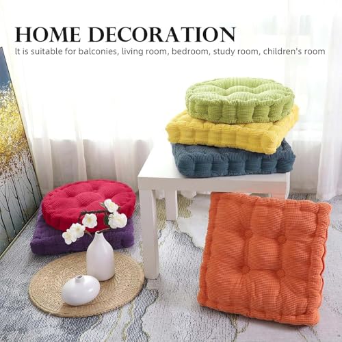 Meditation Floor Pillow 2 Pack Large Square and Round Floor Cushions for Adults Blue Corduroy Floor Seat Pillows Cushion for Living Room Balcony Tatami Yoga,18x18 Inch - color: Blue