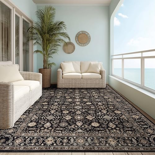 Ruaruarug Area Rug Non Slip Machine Washable Ultra Soft Living Room/Bedroom/Kitchen/Outdoor/Classroom Black Gold, 8'×10' - color: Black Gold, size: 8' x 10' (Rectangular)