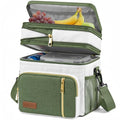 MIYCOO Lunch Bag & Lunch Box for Women Men - Double Deck Leakproof Insulated Soft Large Adult Camping Cooler Bag for Work, Beach, Picnic, Travel (Green White, 15L) - color: Green White