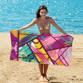 Abstract Print Beach Towel Lightweight Quick Dry Sand Resistant Oversized Artistic Towel for Pool Travel - color: Patterned Print