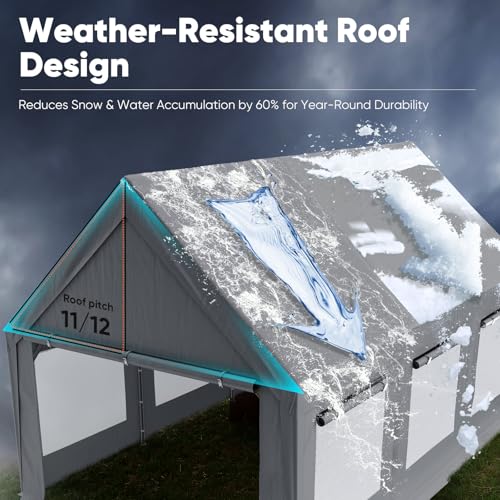 Quictent 10x20 ft Heavy Duty Carport Canopy, Waterproof Outdoor Shelter with Ultra-High Peak & Ventilation Windows, Portable Garage for Parking, Storage, Events & Wedding, Gray - color: Gray, size: 10'x20' High Peak