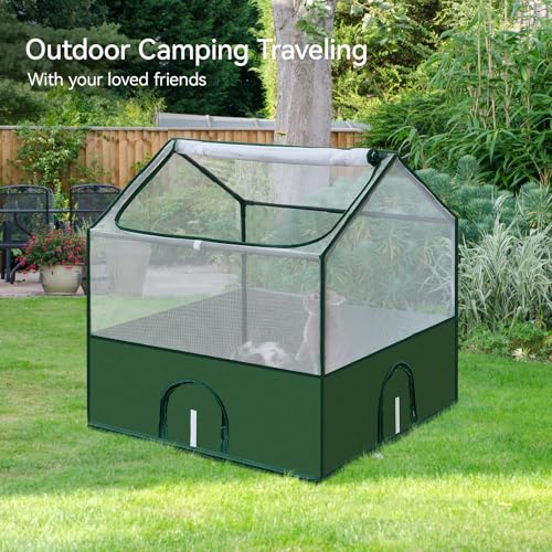 Dinmo Small Animal Playpen, Guinea Pig Cages, Rabbit Playpen, Puppy Play Pen for Indoors, Pet Playpen with Waterproof Floor for Hamsters, Hedgehogs, Bunny, Indoor Outdoor Portable Fence, Green
