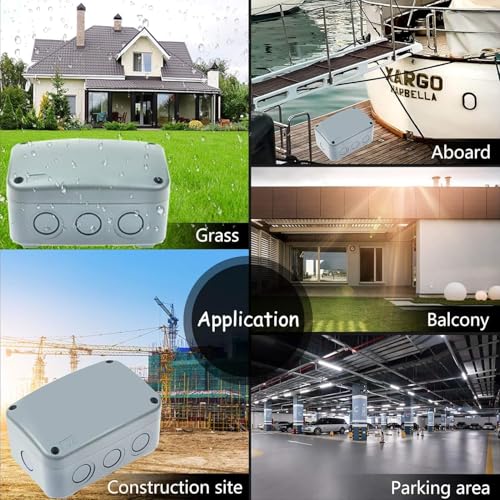 Outdoor Junction Box,Nineleaf IP66 Weatherproof Electrical Project Boxes PVC/ABS Plastic Enclosure Box Universal Watertight 4.9 x 3.3 x 2.3 inch (125x86x62mm), with 4PK 20mm Cable Gland Grey(1 Set) - color: Grey, size: Medium+4*M20