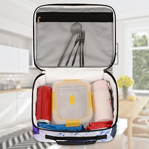 Kids Lunch Box for Boys Girls Purple Soccer Ball Sport Football Insulated Lunch Bag Reusable Small Cooler Bag Meal Containers Tote Kit for School Travel Women Men - color: purple soccer