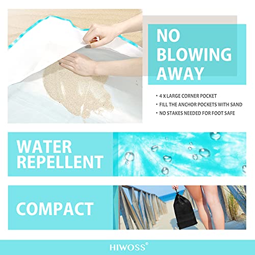 Beach Blanket Waterproof Sandproof Oversized 95”x 80”,Sand Free Beach Mat with Corner Pockets,Portable Mesh Bag for Beach Festival,Picnic,Travel and Outdoor Camping (Tiffany) - color: Tiffany