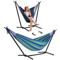 SUNCREAT 2-in-1 Hammocks Hammock Chair with Stand, 475 lbs Capacity, Heavy Duty Two Person Hammock with Stand, Patented, Blue Stripe - color: A-blue Stripe