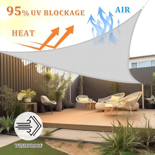 Shade&Beyond Triangle Sun Shade Sail 10'X10'X10' Permeable Canopy Light Grey for Patio Garden Yard Deck Pergola (We Make Custom Size) - color: Light Grey, size: 1 0' X 1 0' X 1 0', style: Triangle