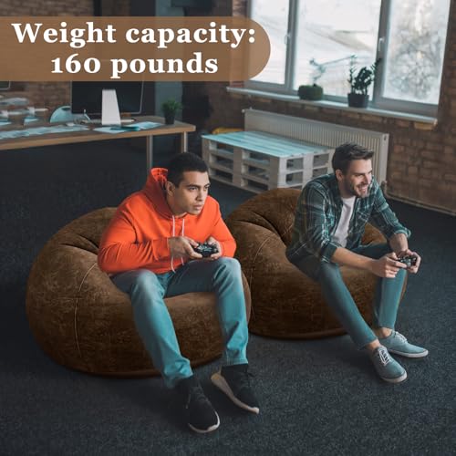 Realspring Inflatable Bean Bag Chairs Outdoor Blow up Camping Chairs Inflatable Lazy Sofa Folding Portable Bean Bag Loungers Couch for Movie Night(Dark Coffee,2 Pcs) - color: Dark Coffee