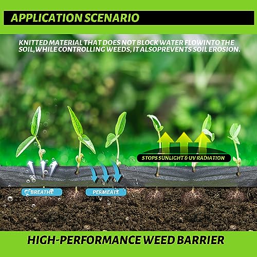 6x100FT Weed Barrier Landscape Fabric Heavy Duty, 3.2oz Durable Geotextile Fabric, Weed Block Gardening Ground Cover Mat, Weed Control Garden Cloth for Landscaping, French Drains, Yard Driveway - size: 6*100ft
