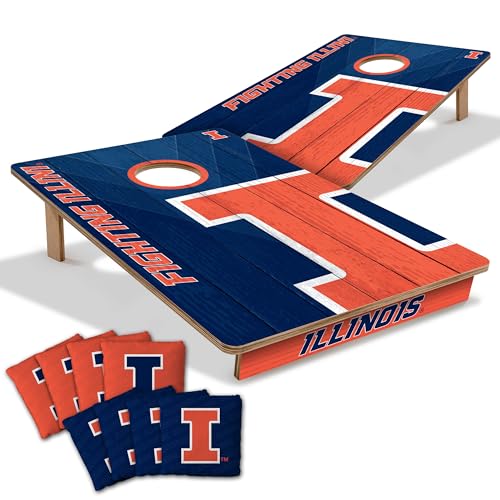 YouTheFan NCAA 2’ x 3’ Wood Cornhole Game with Logo Bags - color: Illinois Fighting Illini, size: 2' X 3'