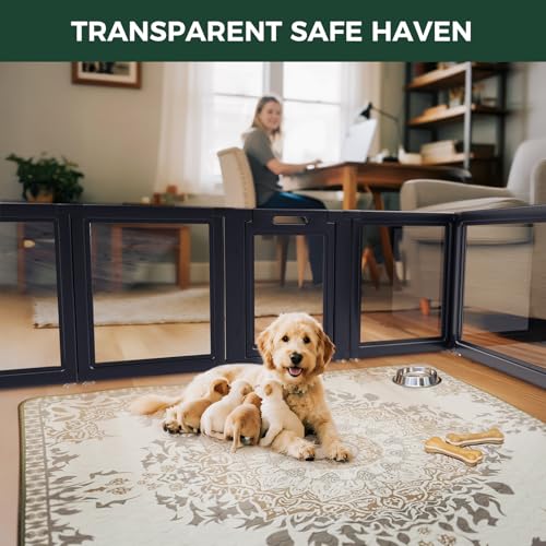 FXW AuraSpace Acrylic Indoor Dog Playpen for Puppies and Small Dogs, 24 Inch, 10 Panels, Black - color: Black, size: 24"H