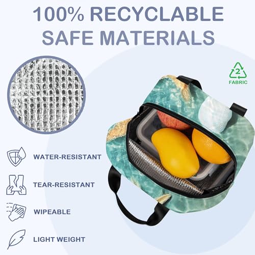 Insulated Lunch Bag, Starfish and Seashell on Beach Lunch Box for School Student Kids Boys Girls,Leakproof Small Lunch Tote for Adult Men Women,Reusable Lunch Cooler Tote Bag for Office Work Picnic - color: Starfish and Seashell on Beach