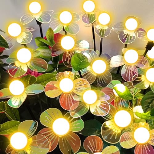 NBQQ Solar Garden Lights Outdoor, Swaying Light Waterproof Solar Lights Outdoor for Yard Pathway Patio, Swaying Lawn Decor as Gardening Gifts for Women Holiday (Warm White-Flowers, 4 Pack) - color: Warm White-flowers, size: 4 pack