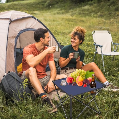 Moclever 2PCS Foldable Camping Table–Ultralight Portable Table with Cup Holders&Carry Bag, Perfect for Outdoor Adventures,Picnic,Beach, BBQ,Hiking & Home Use - style: 2Pcs Navy Blue
