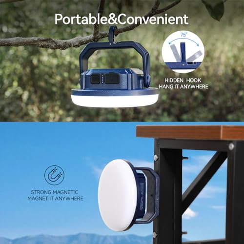 VAVOFO 30W LED Camping Lantern Rechargeable, 3000LM,124 LED with 3 Lighting Modes, 7200mAh Portable Tent Light with Magnet, IP65 Waterproof for Emergencies ,Power Outages,Hurricane (Blue) - size: 30W(Blue)