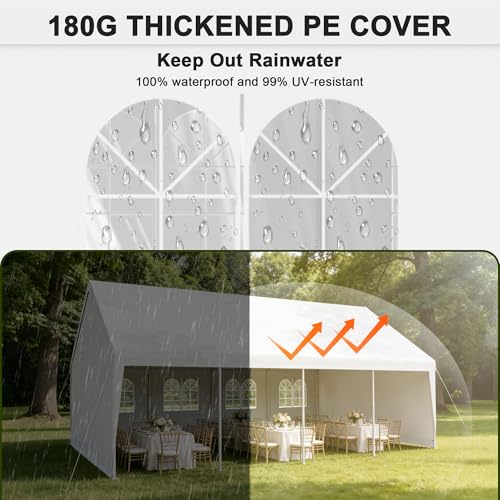 20x26 Carport Heavy Duty Party Tent with Removable Sidewalls Outdoor Storage Shelter Portable Garage with All Season Tarp, Canopy for Backyard Barbecues Parties Weddings - size: 20x26 FT