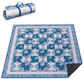 Supfitness Extra Large Picnic Blankets Waterproof Foldable (80 "x 80") Beach Blanket Waterproof Sandproof,3-Layer Thicking Mat Outdoor Packable Camping Blanket - color: Flower-7, size: 6'8" x 6'8" (Square)