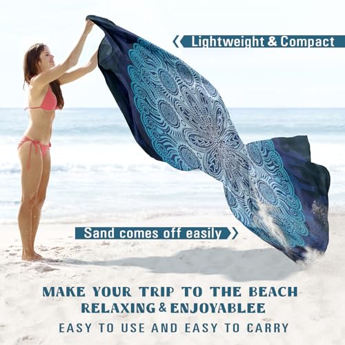Famstar Beach Blanket Sandproof Waterproof 78''×81'' 1-5 Adults Oversized,Compact Lightweight Durable Beach Mat for Travel Camping Hiking Picnic Blanket - color: Round Flower, size: 78''×81''