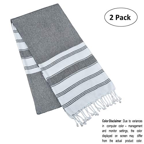 GLAMBURG Peshtemal Turkish Towel - Beach Towels Oversized 36x71 Set of 2, Cotton Beach Towels for Adults, Soft Durable Absorbent Extra Large Bath Sheet Hammam Towel - Navy Blue - color: Navy, size: 2 Pack