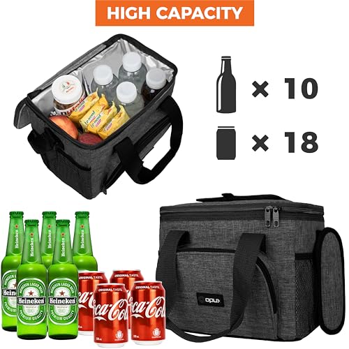 OPUX Soft Cooler Bag, Insulated Collapsible Lunch Cooler Bag for Men Work Camping Beach Travel, Portable Soft Sided Leakproof Waterproof Large Lunch Bag Box with Shoulder Strap 18 Cans, Charcoal Gray - color: Charcoal, size: 18 Cans