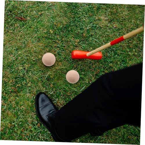 SUPVOX 3Pcs Beech Wood Golf Ball Set for Outdoor Games Multi-Functional Balls for Croquet Bocce and Backyard Activities Family Fun