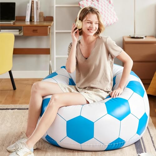 Inflatable Bean Bag Chairs for Adults,Lazy Chair Soccer Design,Portable Inflatable,Blow up Inflatable Seat for Lawn, Holiday Party, Home,Garden,Outdoor&Indoor