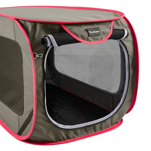 Large Pop Up Kennel,Collapsible Travel Pet Crate, Indoor and Outdoor Portable Dog Enclosure, Portable Pet Car Seat Kennel (Coffee, Large) - size: Large