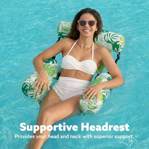 SLOOSH Inflatable Pool Floats Adult,2 Packs Floating Lounge Chairs,Blow up Pool Noodles for Adult Heavy Duty,Floating Chair for Party Summer Water Beach Lake Fun - style: Summer Leaves
