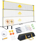3-in-1 Portable Badminton, Volleyball & Pickleball Net Set for Adults, Adjustable Height 34"–7 ft for Backyards or Beach, Outdoor Sports Combo with Carry Bag, Rackets, Paddles & Balls - style: 17 ft wide Net