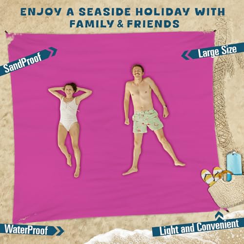 Beach Blanket 78''×110'' Suits 1-7 Adults Waterproof Sandproof Lightweight Oversized Large Picnic Mat Blanket for Beach Travel Camping Picnic Hiking - color: Raspberry, size: 9'2" x 6'6"