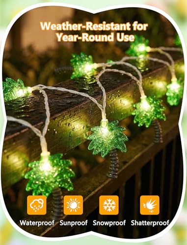 8.5Ft Palm Tree String Lights Outdoor, Hawaiian Beach Themed Party Decorations Lights with 10 LED Palm Tree Lights, Plug in Fairy Lights for Outdoor Indoor Tropical Beach Party Birthday Pool Decor - color: Palm Tree