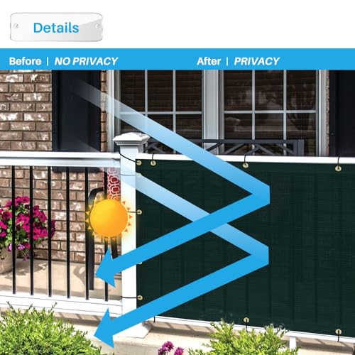 Patio 3' x 50' Balcony Privacy Screen Apartment Railing Covers Fence Panels for Outdoor, Temporary Fencing for Porch Deck Backyard Net Mesh with Zip Ties, Green