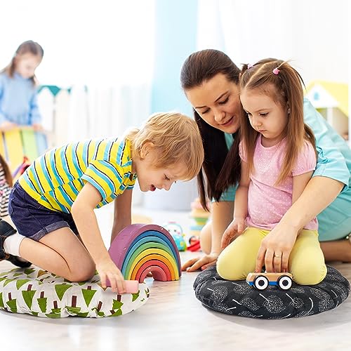 Kigley 8 Pcs Floor Pillow for Kids 15.75 Inch Boho Meditation Floor Cushions for Classroom Thick Linen Bohemian Pillow Round for Day Care Center Chair Living Room Balcony Playing
