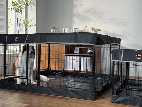 PJYuCien Dog Playpen Plus Storage Bag, 31.3" H 8 Panels Puppy Pen with Square Bottom & Top Cover, Heavy Duty Dog Fence for Camping - style: 8-Panels 31.3"W
