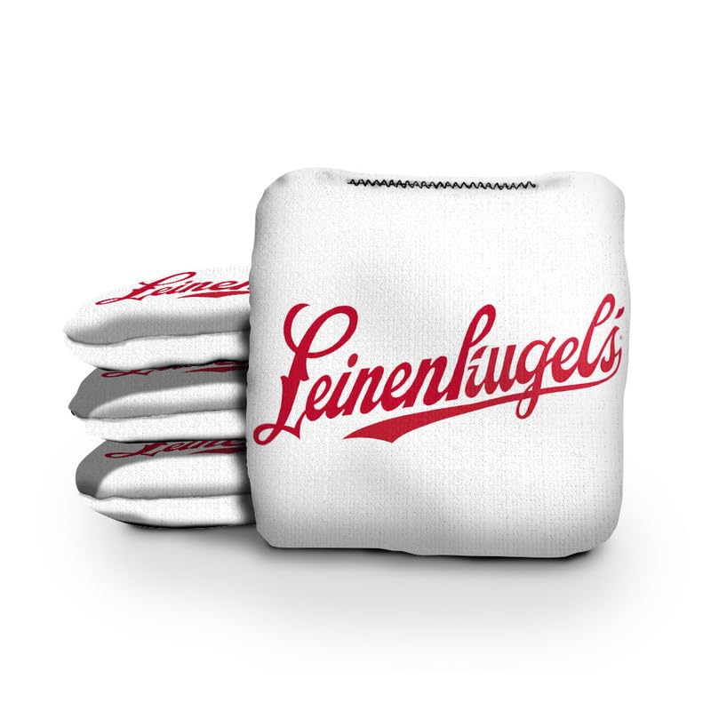 Slick Woody's Official Brand Beer + American Flag Cornhole Bags – Resin-Filled Tournament Performance with Dual Sided Professional Use Fabric- Set of 4 - color: Leinenkugel's White